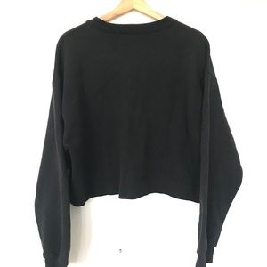 Black Cropped Crew Neck Sweater